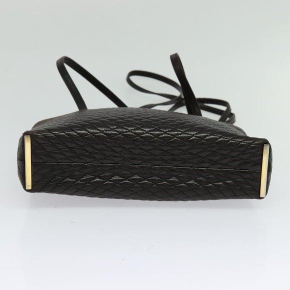 BALLY Quilted Shoulder Bag Leather Dark Brown Auth sw159
