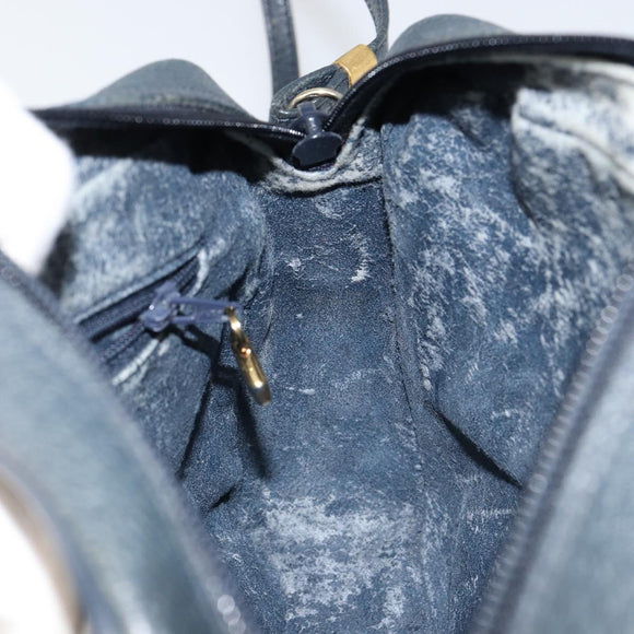 GUCCI Micro GG Canvas Shoulder Bag PVC Leather Navy Auth sw1590