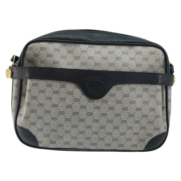GUCCI Micro GG Canvas Shoulder Bag PVC Leather Navy Auth sw1590
