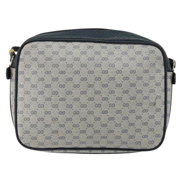 GUCCI Micro GG Canvas Shoulder Bag PVC Leather Navy Auth sw1590