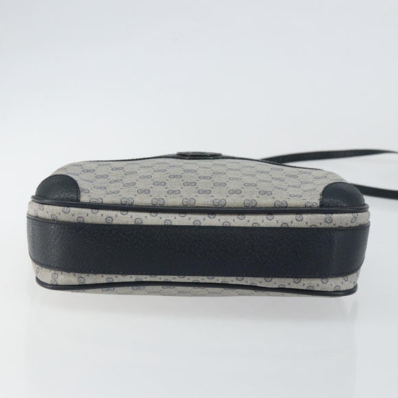 GUCCI Micro GG Canvas Shoulder Bag PVC Leather Navy Auth sw1590