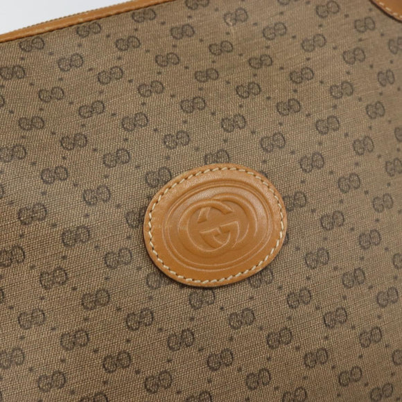 GUCCI Micro GG Canvas Shoulder Bag PVC Leather Brown Auth sw1591