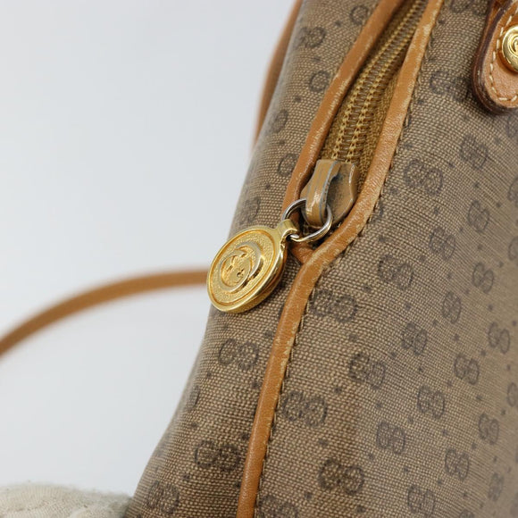 GUCCI Micro GG Canvas Shoulder Bag PVC Leather Brown Auth sw1591