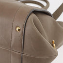 Salvatore Ferragamo Gancini Hand Bag Leather 2way Beige Gold Auth sw1593-16