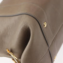 Salvatore Ferragamo Gancini Hand Bag Leather 2way Beige Gold Auth sw1593-17