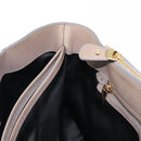 Salvatore Ferragamo Gancini Hand Bag Leather 2way Beige Gold Auth sw1593-21