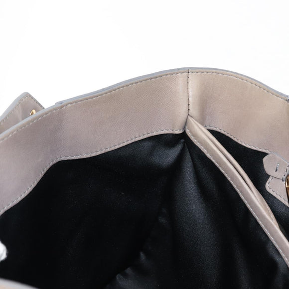 Salvatore Ferragamo Gancini Hand Bag Leather 2way Beige Gold Auth sw1593