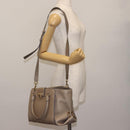 Salvatore Ferragamo Gancini Hand Bag Leather 2way Beige Gold Auth sw1593-26