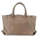 Salvatore Ferragamo Gancini Hand Bag Leather 2way Beige Gold Auth sw1593-2