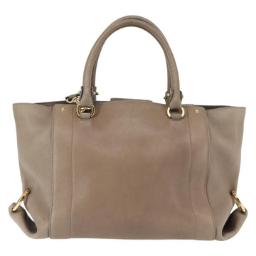 Salvatore Ferragamo Gancini Hand Bag Leather 2way Beige Gold Auth sw1593 - 0