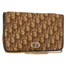 Christian Dior Trotter Canvas Chain Shoulder Bag Brown Auth sw1595-1