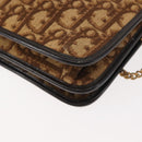 Christian Dior Trotter Canvas Chain Shoulder Bag Brown Auth sw1595-13