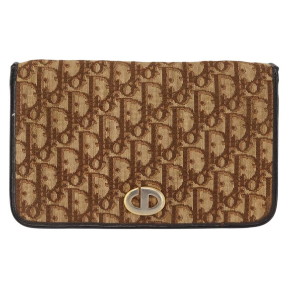 Christian Dior Trotter Canvas Chain Shoulder Bag Brown Auth sw1595