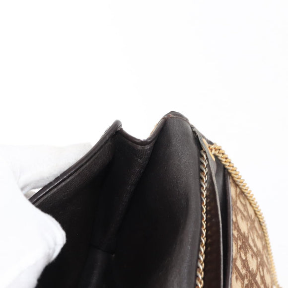 Christian Dior Trotter Canvas Chain Shoulder Bag Brown Auth sw1595