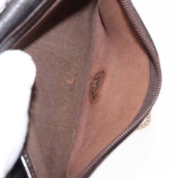 Christian Dior Trotter Canvas Chain Shoulder Bag Brown Auth sw1595