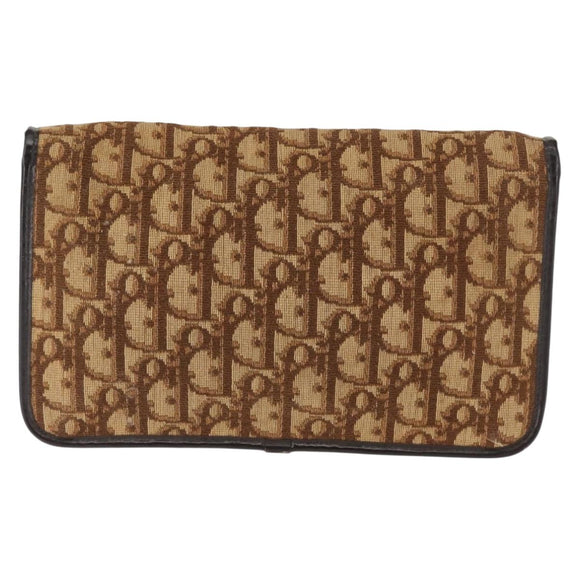 Christian Dior Trotter Canvas Chain Shoulder Bag Brown Auth sw1595