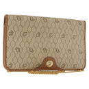 Christian Dior Honeycomb Canvas Chain Shoulder Bag PVC Leather Beige Auth sw1596-1