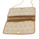 Christian Dior Honeycomb Canvas Chain Shoulder Bag PVC Leather Beige Auth sw1596-11