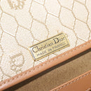 Christian Dior Honeycomb Canvas Chain Shoulder Bag PVC Leather Beige Auth sw1596-18