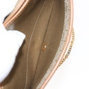 Christian Dior Honeycomb Canvas Chain Shoulder Bag PVC Leather Beige Auth sw1596-12