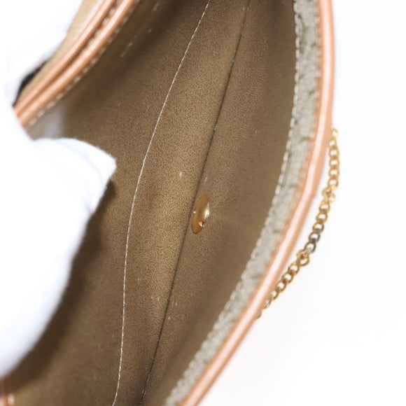 Christian Dior Honeycomb Canvas Chain Shoulder Bag PVC Leather Beige Auth sw1596