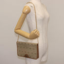 Christian Dior Honeycomb Canvas Chain Shoulder Bag PVC Leather Beige Auth sw1596-22