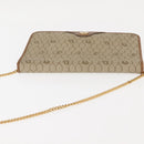 Christian Dior Honeycomb Canvas Chain Shoulder Bag PVC Leather Beige Auth sw1596-6