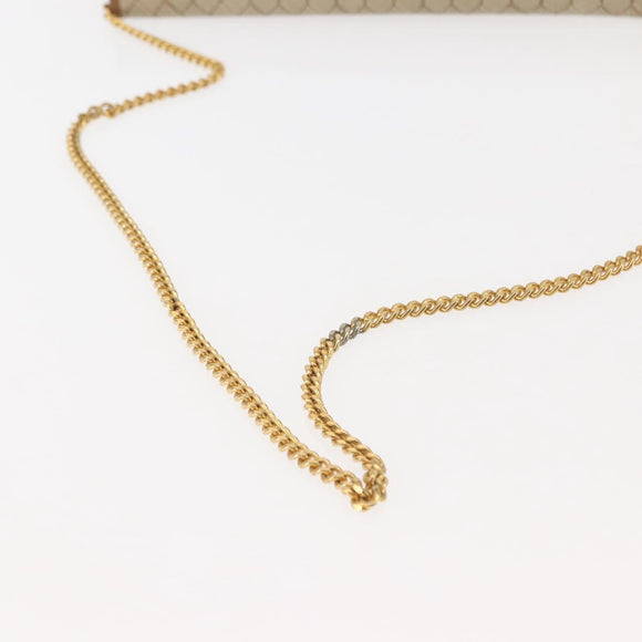 Christian Dior Honeycomb Canvas Chain Shoulder Bag PVC Leather Beige Auth sw1596