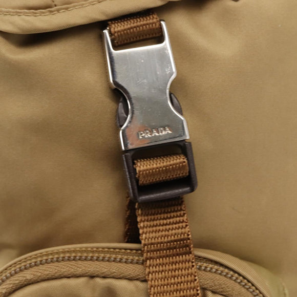 PRADA Backpack Nylon Beige Silver Auth sw1597