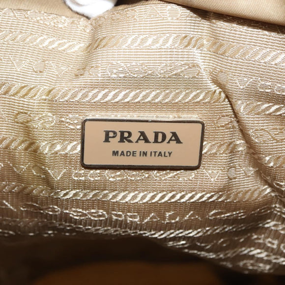PRADA Backpack Nylon Beige Silver Auth sw1597