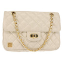 GIVENCHY Chain Shoulder Bag Leather White Auth sw1598-1