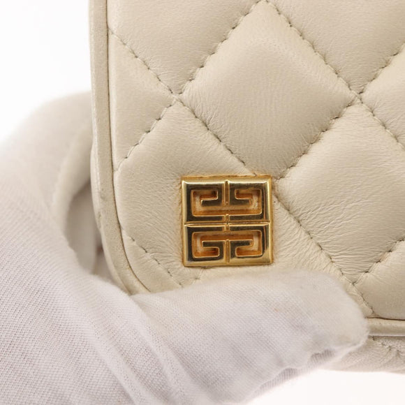 GIVENCHY Chain Shoulder Bag Leather White Auth sw1598