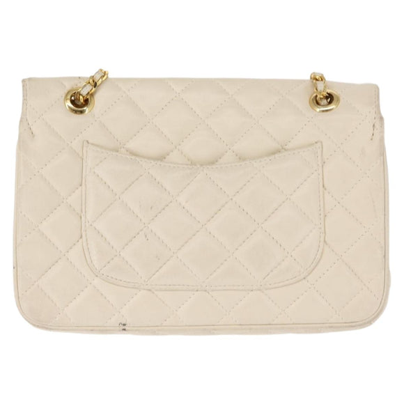 GIVENCHY Chain Shoulder Bag Leather White Auth sw1598