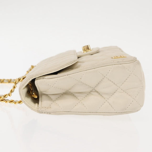 GIVENCHY Chain Shoulder Bag Leather White Auth sw1598