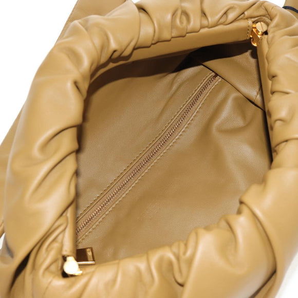 BOTTEGA VENETA Body Bag Leather Gold Khaki Auth sw1602M