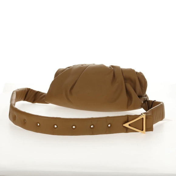 BOTTEGA VENETA Body Bag Leather Gold Khaki Auth sw1602M