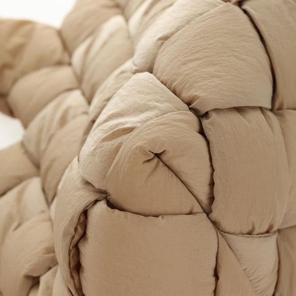 BOTTEGA VENETA Cassette Padded INTRECCIATO Bag Nylon Beige 670207 Auth sw1603M