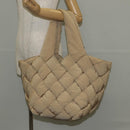 BOTTEGA VENETA Cassette Padded INTRECCIATO Bag Nylon Beige 670207 Auth sw1603M-25