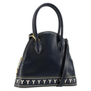 SAINT LAURENT Y Motif Hand Bag Leather 2way Navy Gold Auth sw1605-1