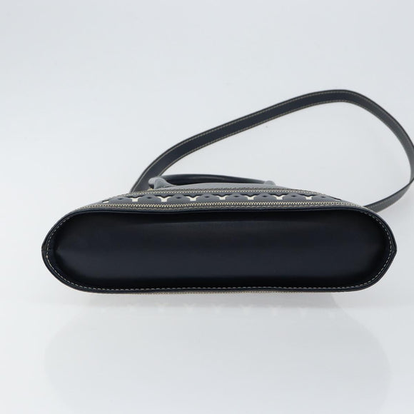 SAINT LAURENT Y Motif Hand Bag Leather 2way Navy Gold Auth sw1605