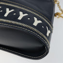 SAINT LAURENT Y Motif Hand Bag Leather 2way Navy Gold Auth sw1605-17