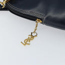 SAINT LAURENT Y Motif Hand Bag Leather 2way Navy Gold Auth sw1605-11