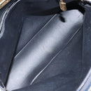 SAINT LAURENT Y Motif Hand Bag Leather 2way Navy Gold Auth sw1605-12