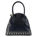 SAINT LAURENT Y Motif Hand Bag Leather 2way Navy Gold Auth sw1605-13
