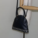 SAINT LAURENT Y Motif Hand Bag Leather 2way Navy Gold Auth sw1605-22