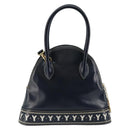 SAINT LAURENT Y Motif Hand Bag Leather 2way Navy Gold Auth sw1605-2