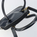 SAINT LAURENT Y Motif Hand Bag Leather 2way Navy Gold Auth sw1605-6