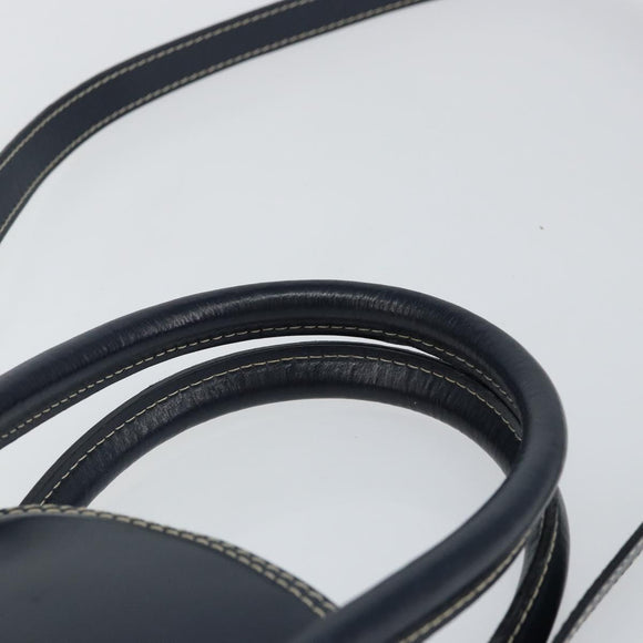 SAINT LAURENT Y Motif Hand Bag Leather 2way Navy Gold Auth sw1605