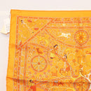 HERMES Gavroche 45 Scarf ""Peuple du Vent"" Silk Orange Auth sw1607-2