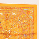 HERMES Gavroche 45 Scarf ""Peuple du Vent"" Silk Orange Auth sw1607-3